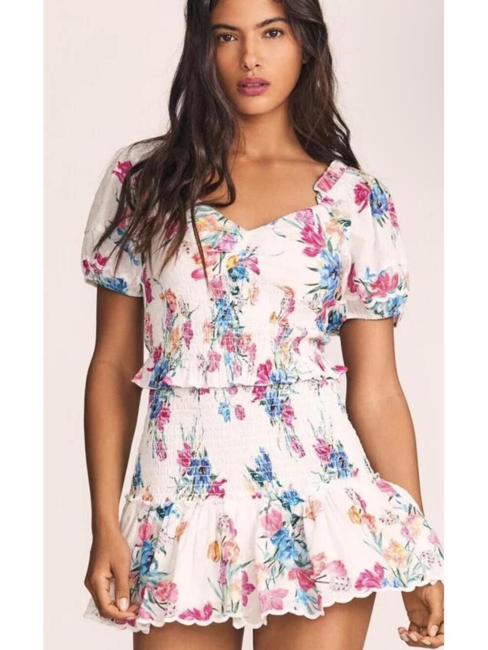 LoveShackFancy Floral Puff Sleeve Jarrah Dress Size P/XS